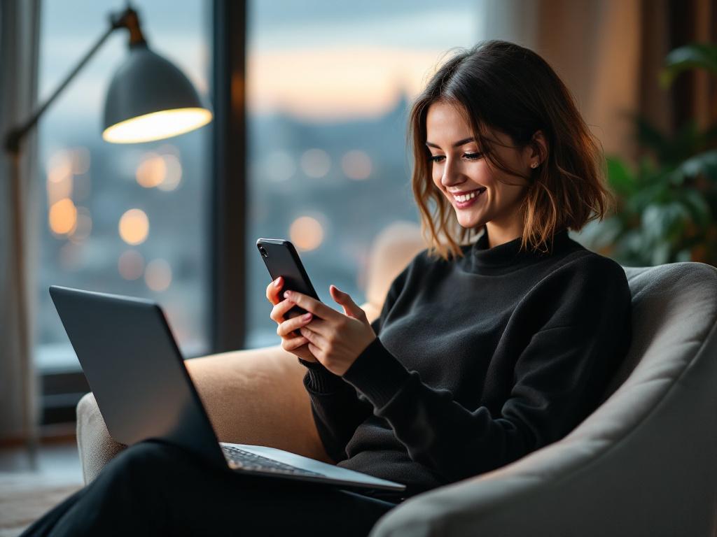 Personne utilisant un téléphone mobile pour changer de forfait en utilisant le numéro RIO